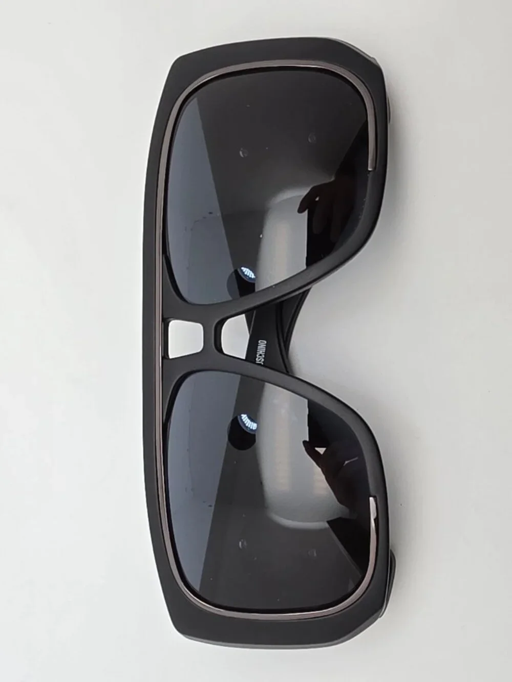 Moschino MOS021 Matte Black Frame Grey Lens Oversized Aviator Sunglasses w/ Case